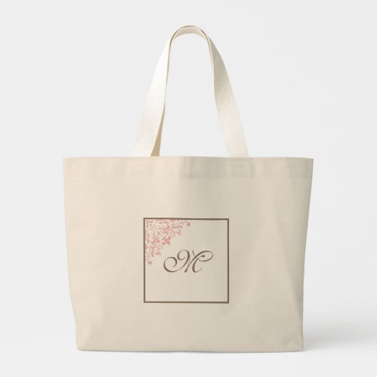 Bruidsfeest Roze Franse Fleur de Lis Monogram Grote Tote Bag (Achterkant)