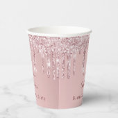 Bruidsfeest rozé glitter monogram papieren bekers (Rechts)