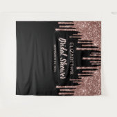 Bruidsfeest Roze Goud Glitter Persoonlijke Zwarte Wandkleed (Voorkant (horizontaal))