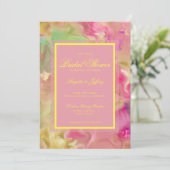 Bruidsfeest roze, goud, & groene save the date (Staand voorkant)