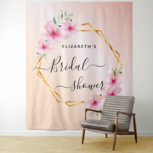 Bruidsfeest roze goud roze bloemen wandkleed