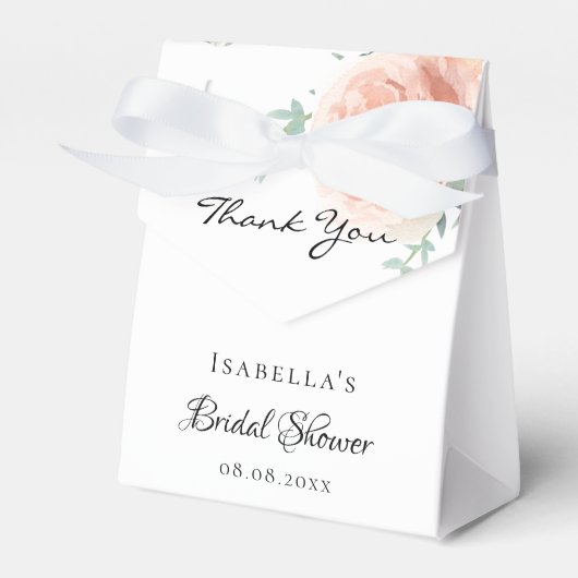 Bruidsfeest roze goud roze bloemstuk bedankt bedankdoosjes (Voorkant Zijde)