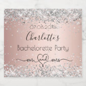 Bruidsfeest roze goud zilver meneer mevrouw hart likeurfles etiket (Enkel label)