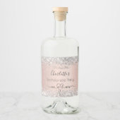 Bruidsfeest roze goud zilver meneer mevrouw hart likeurfles etiket (Voorkant)