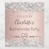 Bruidsfeest roze goud zilver meneer mevrouw wijn etiket (Enkel label)