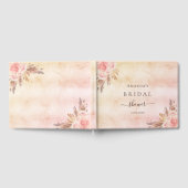 Bruidsfeest roze gouden bloemen pampasgras gastenboek (Volledig)