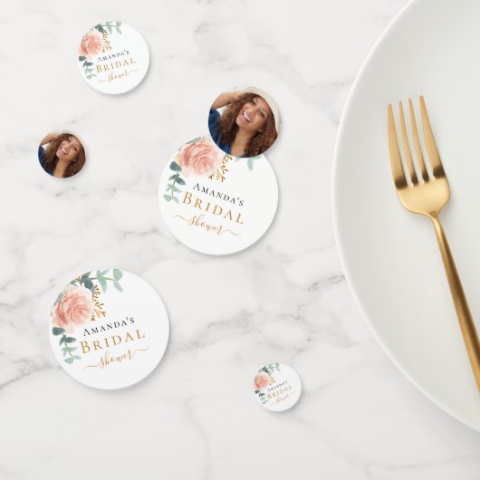 Bruidsfeest roze gouden bloemenfoto confetti (Groep)