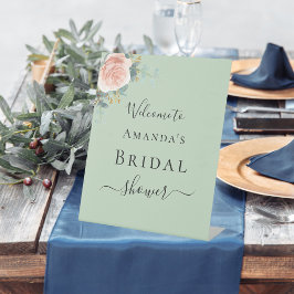 Bruidsfeest roze gouden bloemige saliegroene welko reclamebord met voetstuk