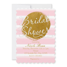 Bruidsfeest Roze Gouden Folie Watercolor Uitnodigi