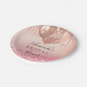 Bruidsfeest roze gouden glans glitter naam papieren bordje (Gekanteld)