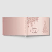 Bruidsfeest roze gouden glinsterende druppels brui gastenboek (Volledig)
