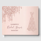 Bruidsfeest roze gouden glinsterende druppels brui gastenboek (Voorkant)
