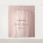 Bruidsfeest roze gouden glinsterende druppels glam wandkleed (Voorkant)