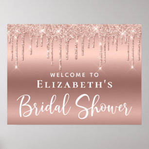 Bruidsfeest Roze Gouden Glitter Welkom Poster