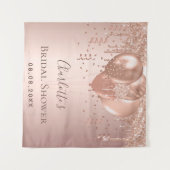 Bruidsfeest roze gouden glitterballonnen wandkleed (Voorkant (horizontaal))