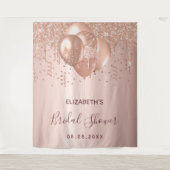 Bruidsfeest roze gouden glitterballonnen wandkleed (Voorkant)