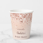Bruidsfeest roze gouden naam feest papieren bekers (Voorkant)