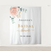 Bruidsfeest roze gouden roze bloemige eucalyptus wandkleed (Voorkant)