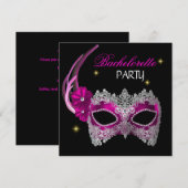 Bruidsfeest Roze Masker Zwart Kaart (Voorkant / Achterkant)
