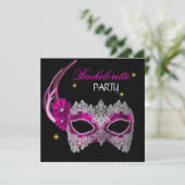 Bruidsfeest Roze Masker Zwart Kaart (Staand voorkant)