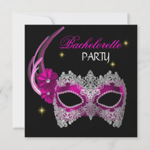 Bruidsfeest Roze Masker Zwart Kaart