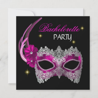 Bruidsfeest Roze Masker Zwart Kaart