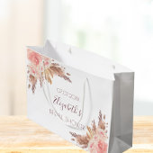 Bruidsfeest roze pampasgras roos groot cadeauzakje