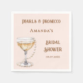 Bruidsfeest roze parels prosecco servet (Voorkant)