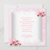Bruidsfeest Roze Roos Witte Kant Hoge Hak Kaart (Achterkant)