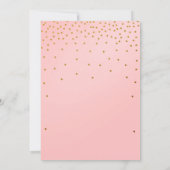 Bruidsfeest Roze Roze Gouden Confetti Uitnodiging (Achterkant)