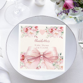 Bruidsfeest roze strik crèmekleurige fles servet