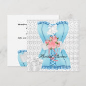 Bruidsfeest Roze Teal Witte Corset Rozen Bloem Kaart (Voorkant / Achterkant)
