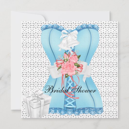 Bruidsfeest Roze Teal Witte Corset Rozen Bloem Kaart (Voorkant)