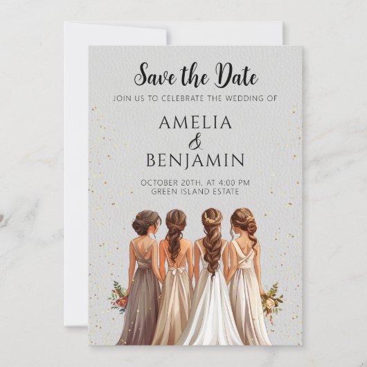 Bruidsfeest Save the Date Wedding Kaart (Voorkant)