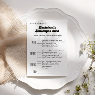 Bruidsfeest scavenger hunt spel, leuk bruidsfeest kaart