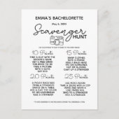 Bruidsfeest scavenger hunt spel vrijgezellenfeest aankondigingskaart (Voorkant)