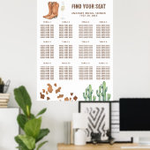 Bruidsfeest seating chart met laarzen en bubbels poster (Thuiskantoor)