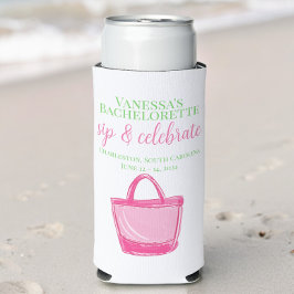 Bruidsfeest Sip & Vier Roze Tote Favor Seltzer Blikjeskoeler