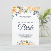 Bruidsfeest spel bloemendecor Kaart 'Bride' niet z (Staand voorkant)