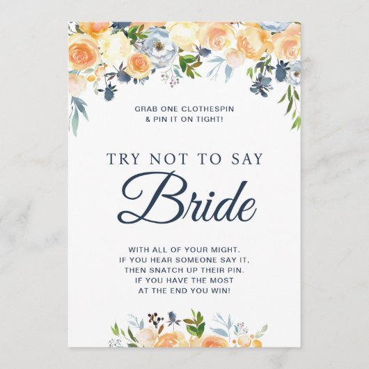 Bruidsfeest spel bloemendecor Kaart 'Bride' niet z (Voorkant)