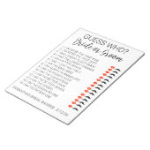 Bruidsfeest spel gok wie notitieblok (Schuin)