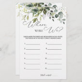 Bruidsfeest spel groen waar waren we briefpapier (Voorkant / Achterkant)