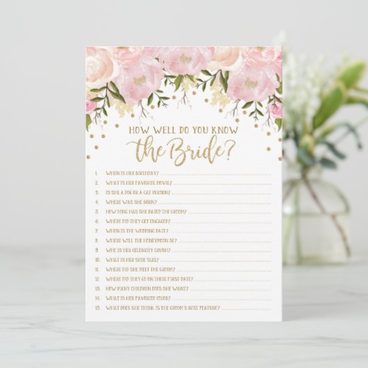 Bruidsfeest spel Hoe goed ken je de bruid (Staand voorkant)