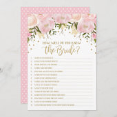 Bruidsfeest spel Hoe goed ken je de bruid (Voorkant / Achterkant)