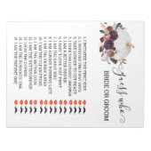 Bruidsfeest spel raad wie herfstpomp notitieblok (Voorkant)