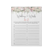 Bruidsfeest spel - Trouwwoorden A-Z Notitieblok (Linkerzijde)
