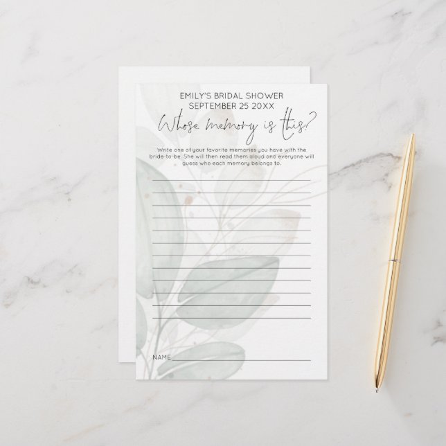 Bruidsfeest spel Wiens Geheugen Herfstkleuren Heef (Voorkant / Achterkant in situ)