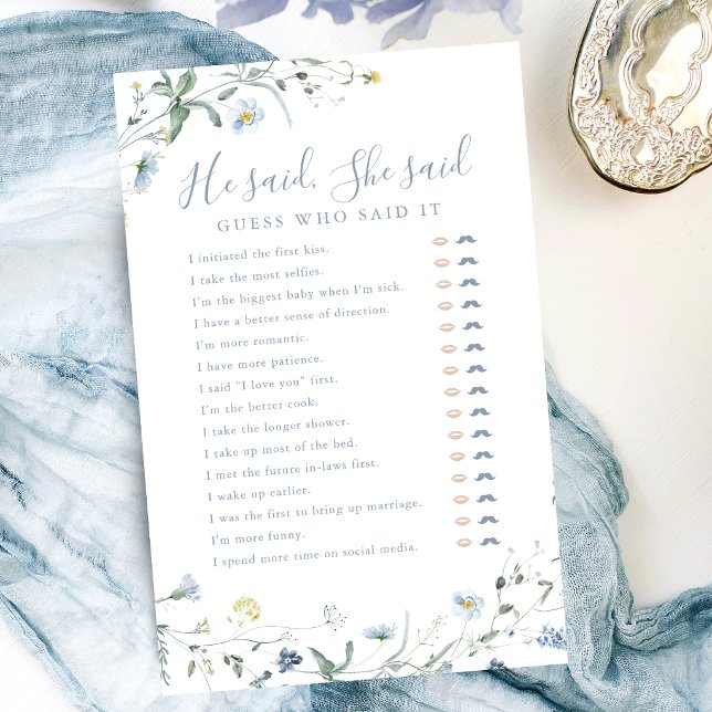 Bruidsfeest spel "Wilde bloem Hij zei Zij zei" (Wildflower He said She said bridal shower game)