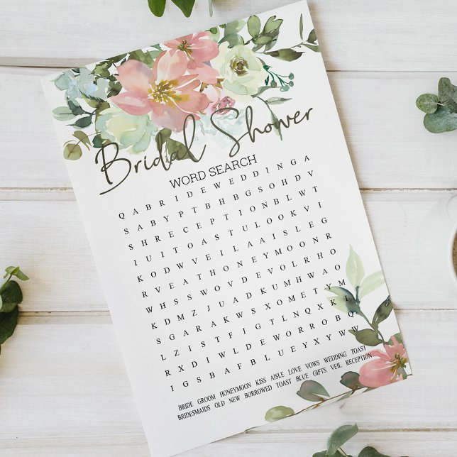 Bruidsfeest spel Woordzoek Eggshell Blush Bloemen (Creator heeft geüpload)