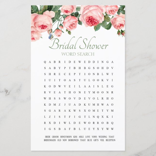 Bruidsfeest spel Woordzoeken Blushing Rose (Voorkant)